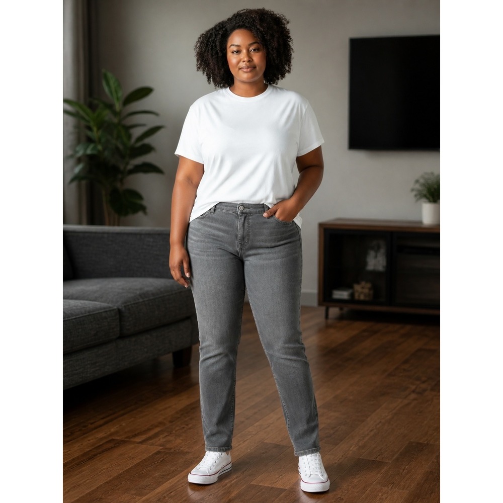 Democracy Ab Solution Jeans Womens 12 Gray Skinny Stretch Tummy Control 29.5"